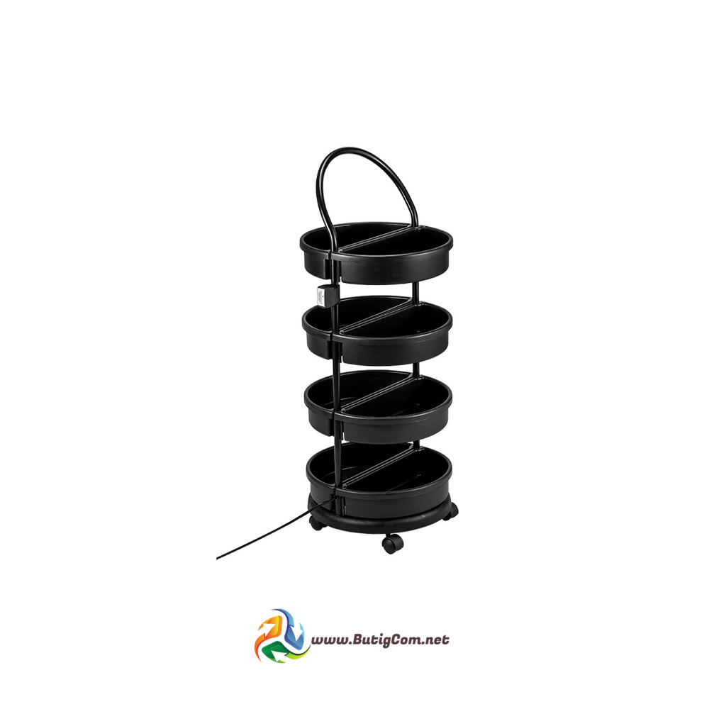 Dompel Mueble Auxiliar para Peluqueria 4 Niveles Negro