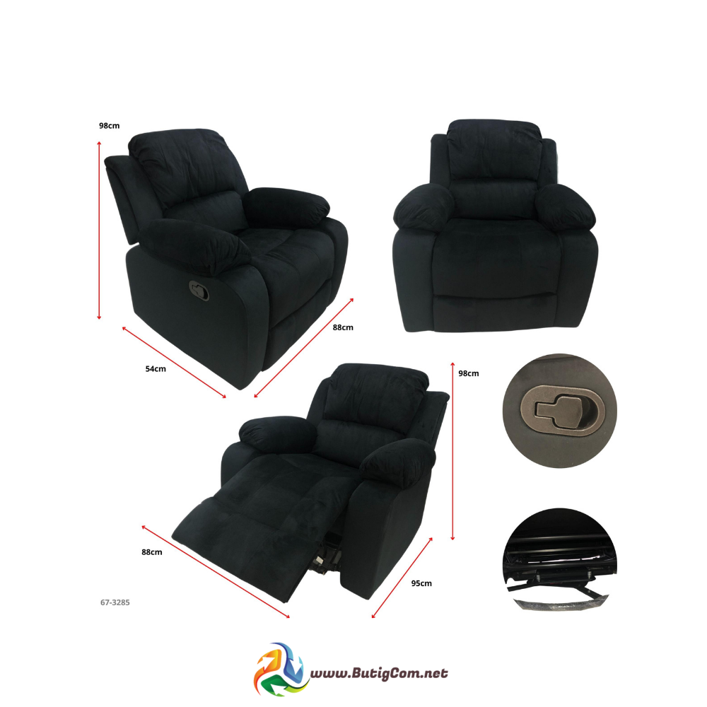Sofa Reclinable Giratorio Mecedora de Tela Negra