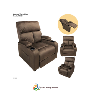 54 Sofa Reclinable con Portavaso Tela Chocolate