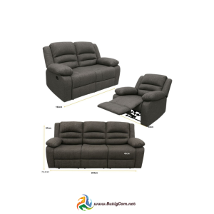 55 Juego de Sofa Gris Reclinable 3, 2, 1 Tela