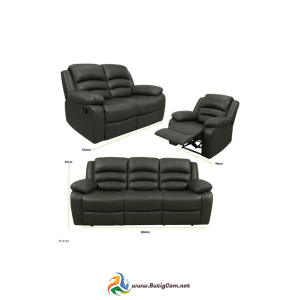 56 Juego de Sofá Gris Reclinable 3, 2, 1 en Cuerina de Aire