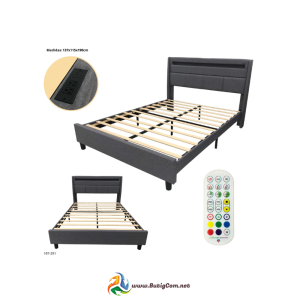 68 Cama Full Gris con USB/LED/Toma Corriente