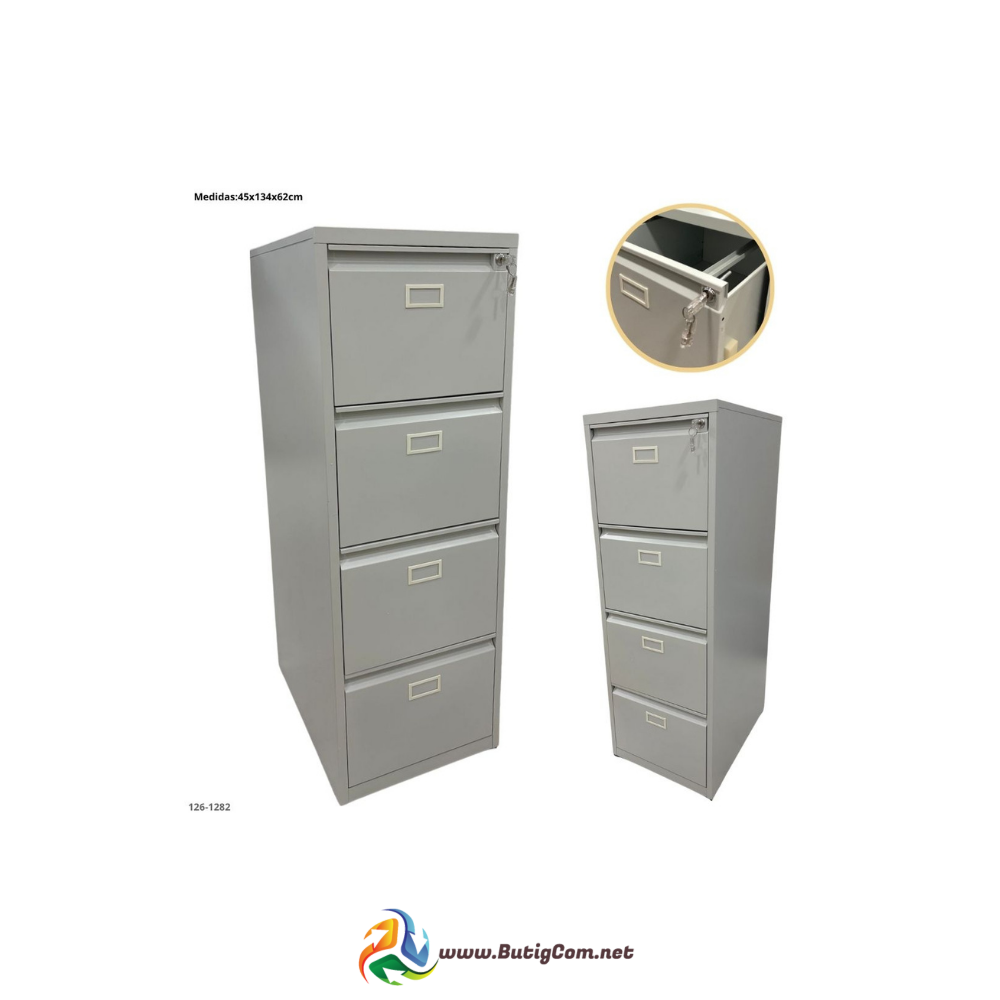 Archivador Metálico 4 Gavetas Gris Claro Plegable