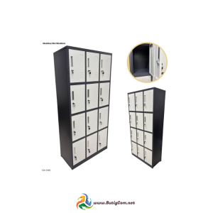 84 Casillero Metálico 12 Puertas Gris Oscuro/Blanco Plegable