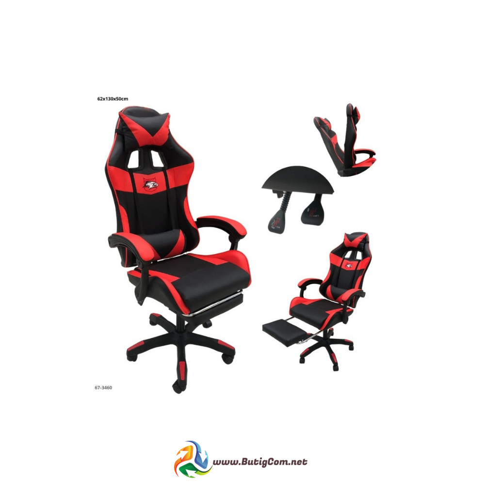 Silla Gaming Negra/Roja con Reposa Pie