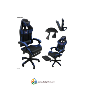 Silla Gaming Negra/Azul con Reposa Pie