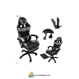 92 Silla Gaming Negra/Gris con Reposa Pie