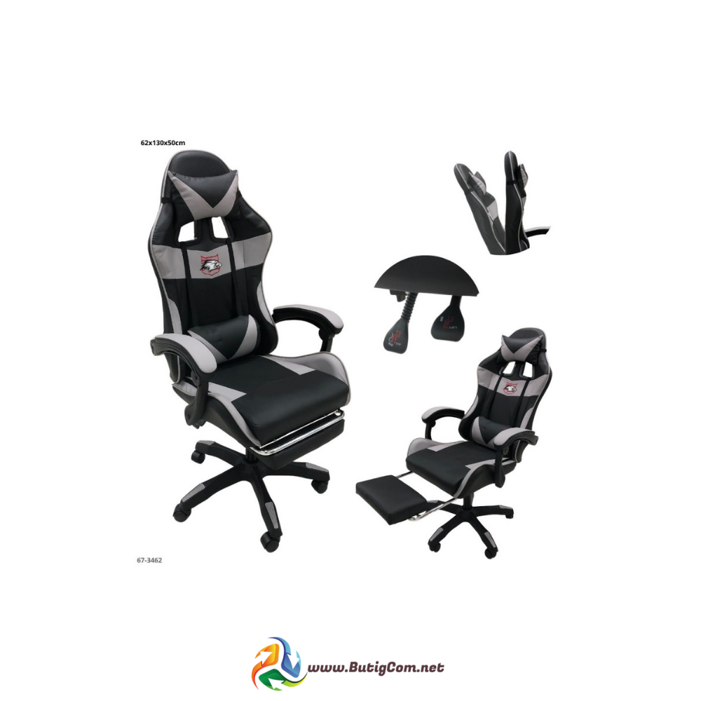 Silla Gaming Negra/Gris con Reposa Pie